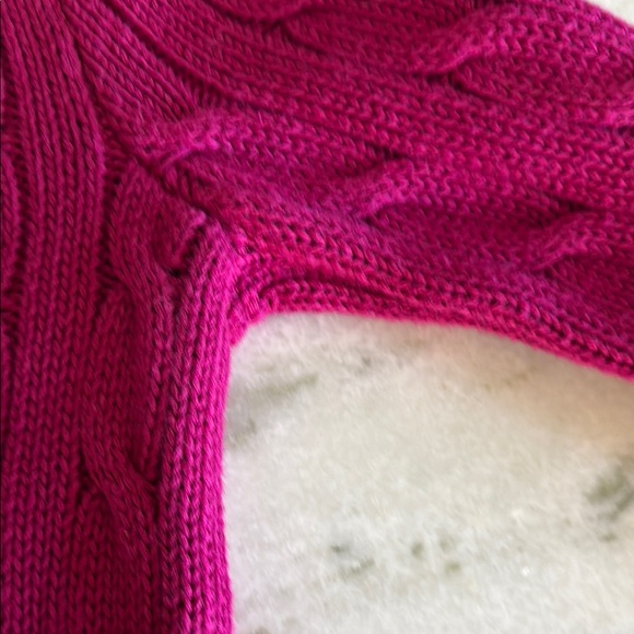 NWOT Ralph Lauren Sport Women's V-Neck Cable Knit Sweater - Pink - Picture 6 of 6